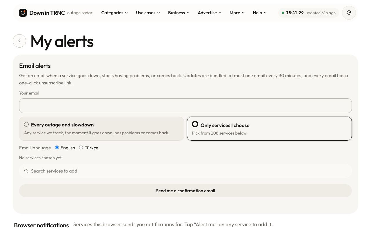 Email alerts sign-up