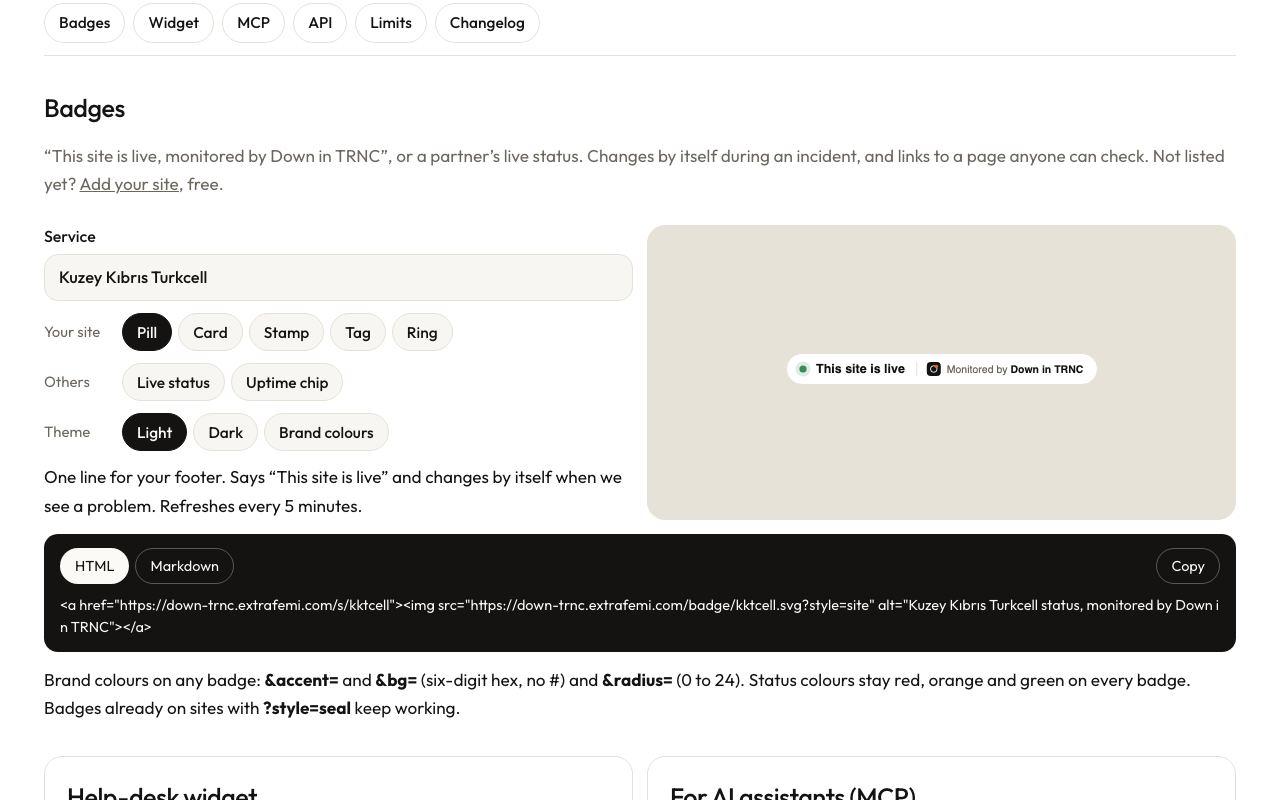 The badge builder on the developers page